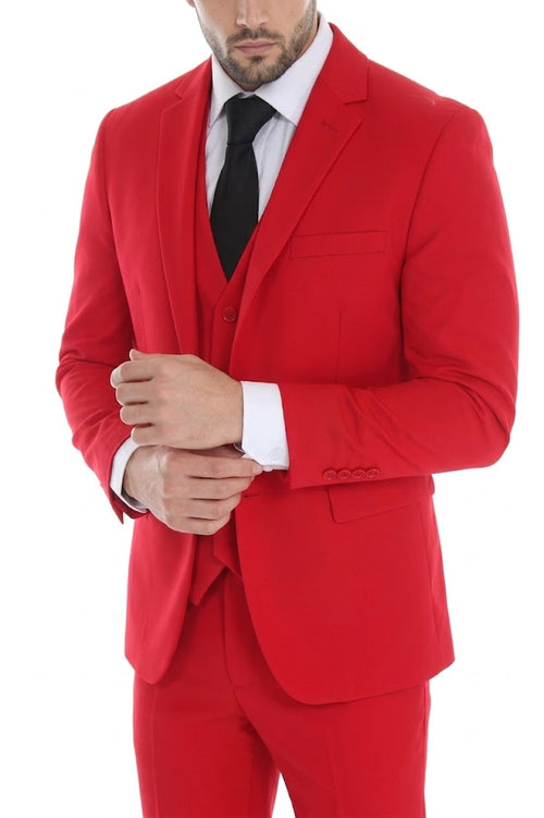 Men's 3-Piece Slim Fit Suit with Notch Lapel Blazer and Double-Breasted Vest for Formal Events
