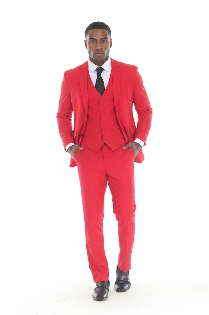 Men's 3-Piece Slim Fit Suit with Notch Lapel Blazer and Double-Breasted Vest for Formal Events