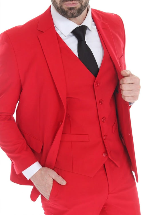 Men's 3-Piece Slim Fit Suit with Notch Lapel Blazer and Double-Breasted Vest for Formal Events