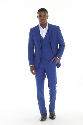 3-Piece Slim Fit Suit with Notch Lapel Blazer, Double-Breasted Vest, and 2-Way Stretch Fabric
