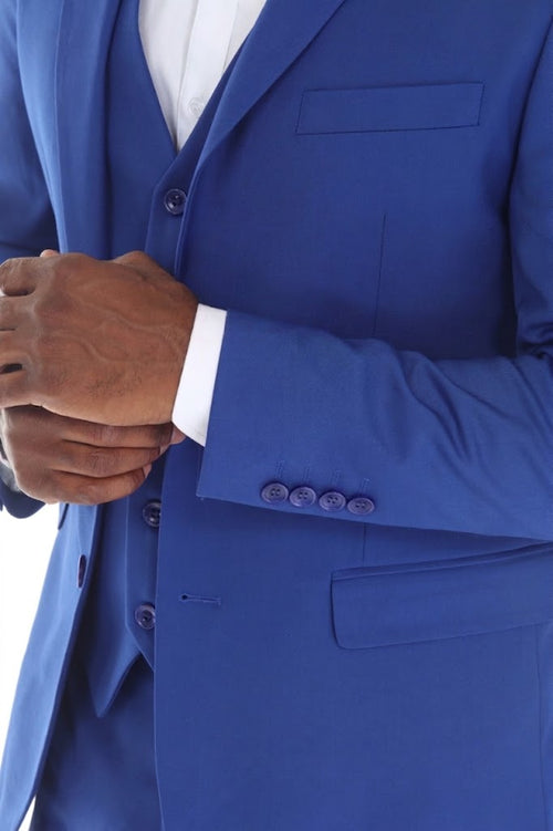 3-Piece Slim Fit Suit with Notch Lapel Blazer, Double-Breasted Vest, and 2-Way Stretch Fabric
