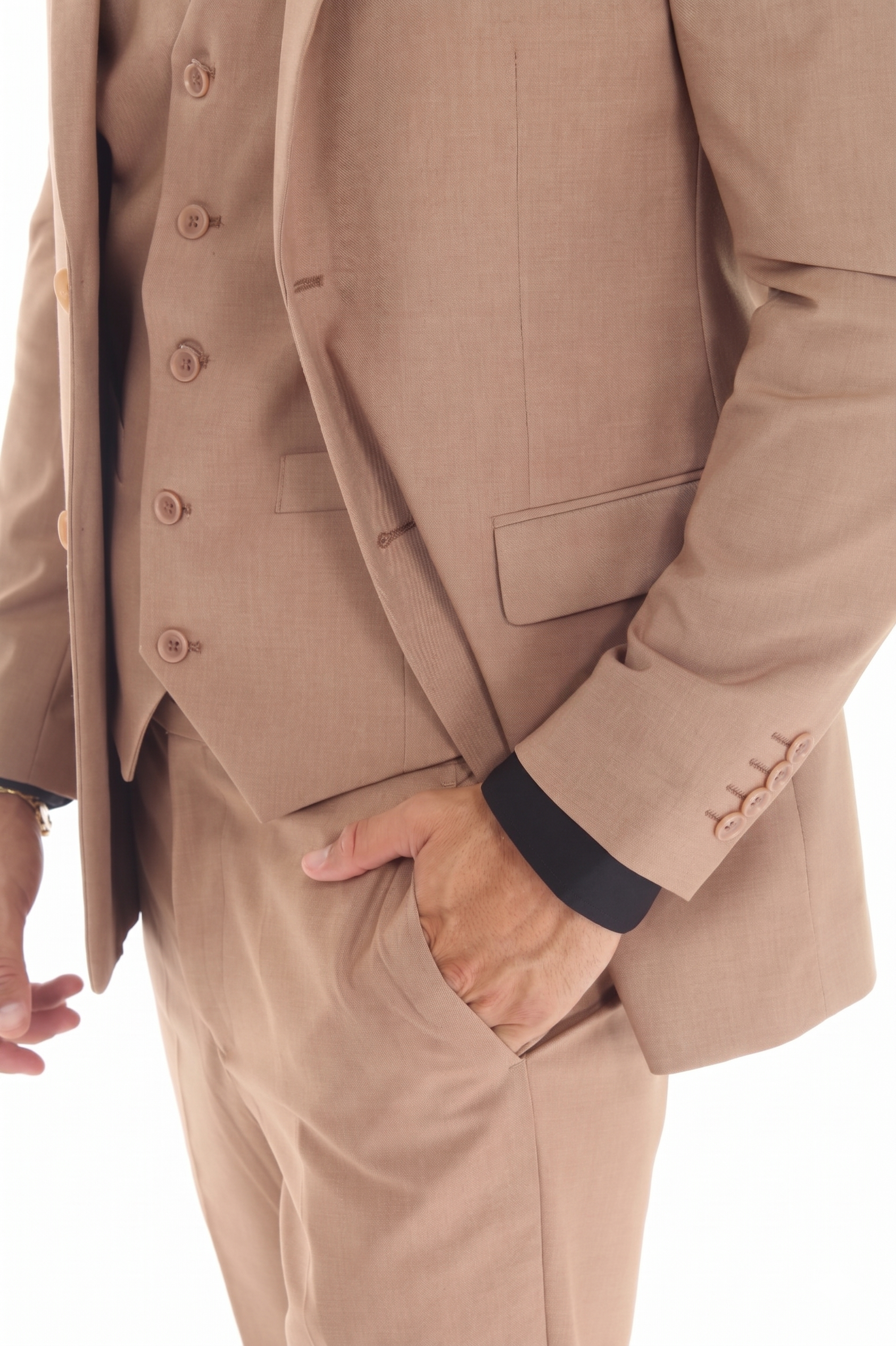 Men's 3-Piece Slim Fit Suit with Notch Lapel Blazer, Double-Breasted Vest, and Stretch Trousers