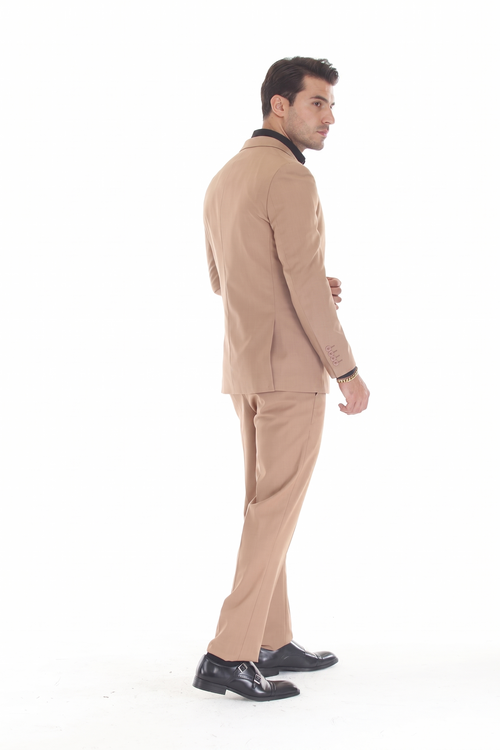 Men's 3-Piece Slim Fit Suit with Notch Lapel Blazer, Double-Breasted Vest, and Stretch Trousers