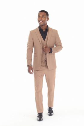 Men's 3-Piece Slim Fit Suit with Notch Lapel Blazer, Double-Breasted Vest, and Stretch Trousers