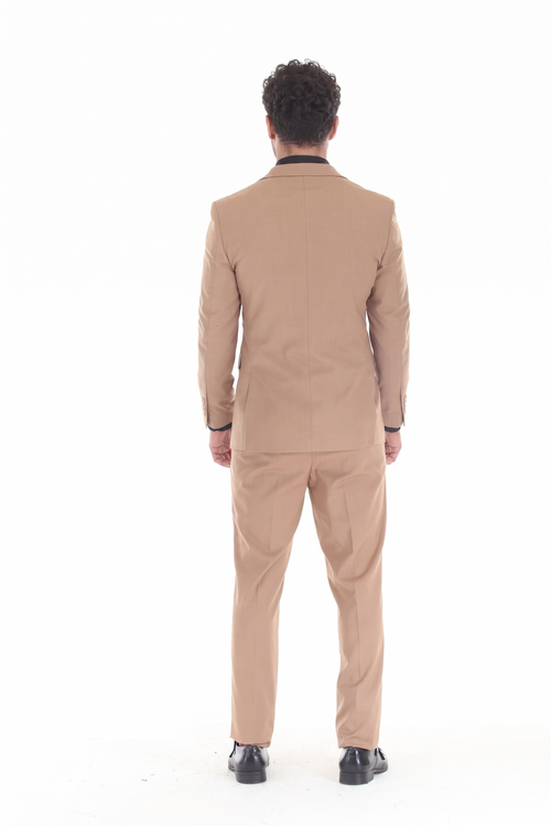 Men's 3-Piece Slim Fit Suit with Notch Lapel Blazer, Double-Breasted Vest, and Stretch Trousers