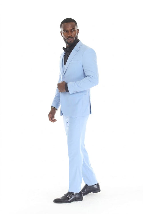 Men's 3-Piece Slim Fit Suit with Notch Lapel Blazer and Double-Breasted Vest for Formal Events