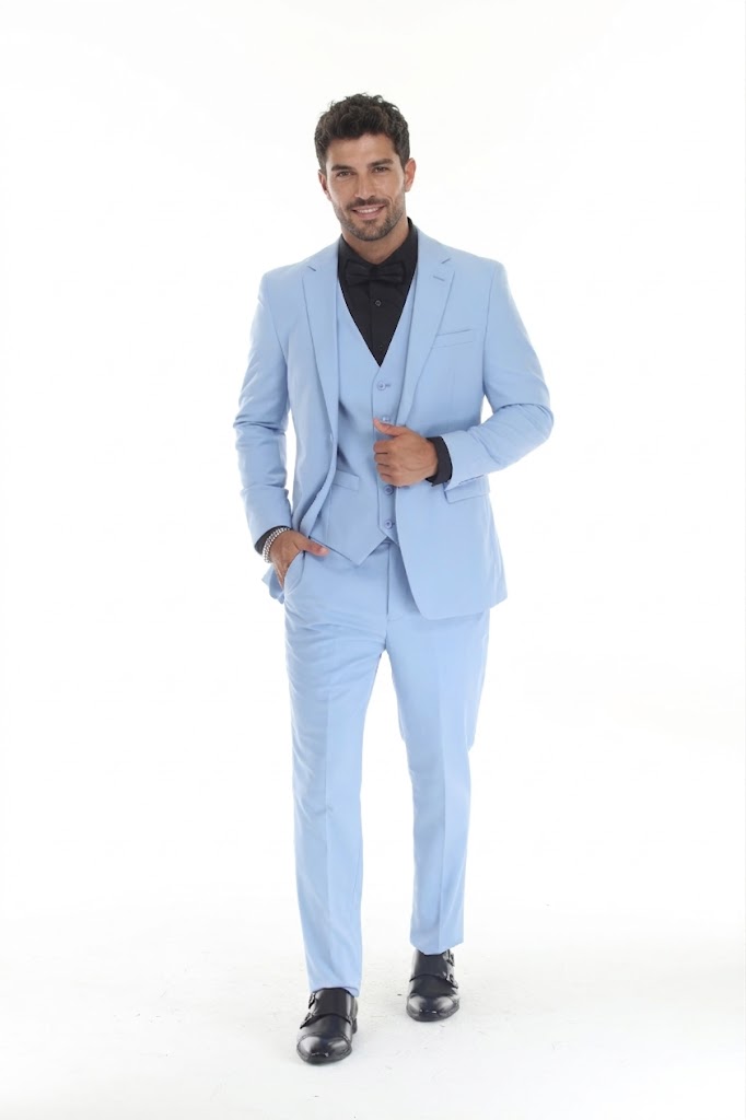 Men's 3-Piece Slim Fit Suit with Notch Lapel Blazer and Double-Breasted Vest for Formal Events
