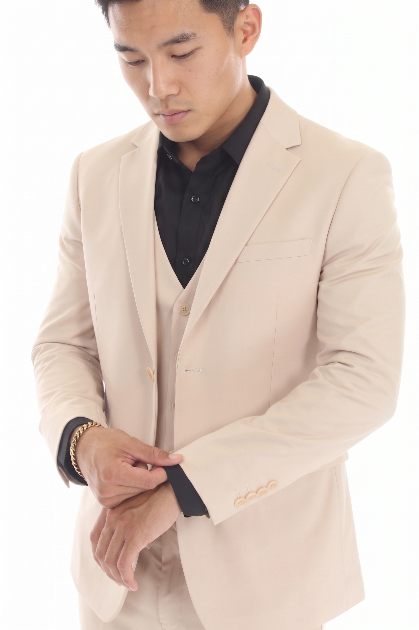 3-Piece Slim Fit Suit with Notch Lapel Blazer, Double-Breasted Vest, and Active 2-Way Stretch