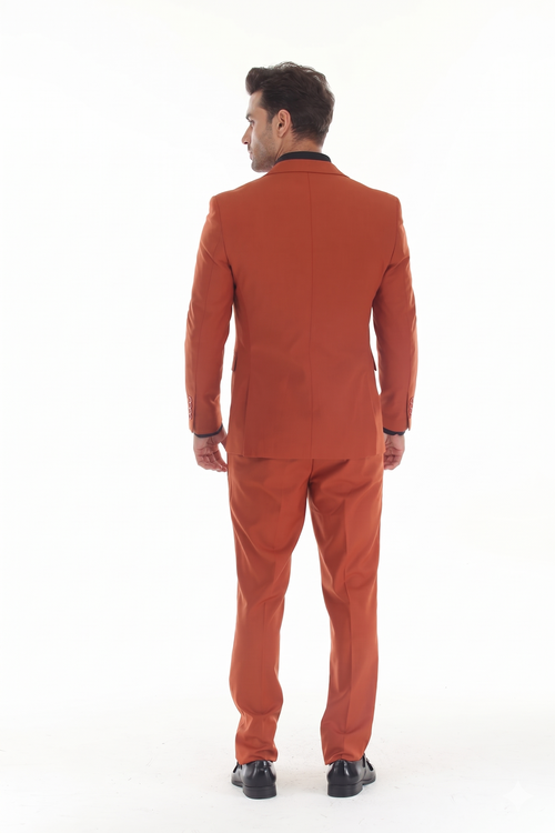 Umber Men's 3-Piece Tailored Slim Fit Suit with Notch Lapel Blazer, Double-Breasted Vest