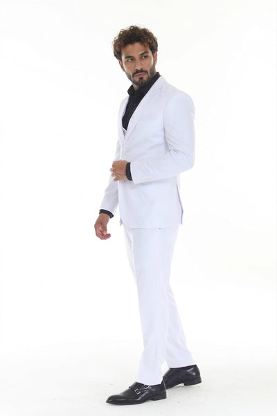 Men's 3-Piece Slim Fit Suit with Notch Lapel Blazer Double-Breasted Vest for Formal Events