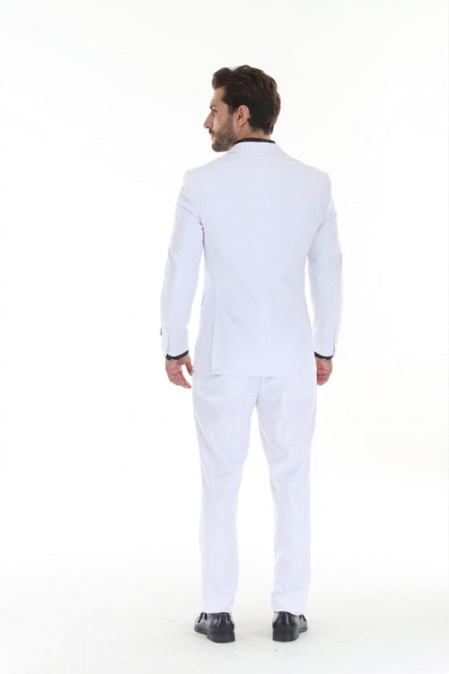 Men's 3-Piece Slim Fit Suit with Notch Lapel Blazer Double-Breasted Vest for Formal Events