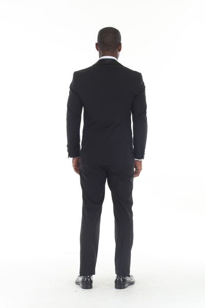 Black 3-Piece Shawl Lapel Tuxedo Suit Slim Fit Jacket, Vest & Expandable Pants Stretch
