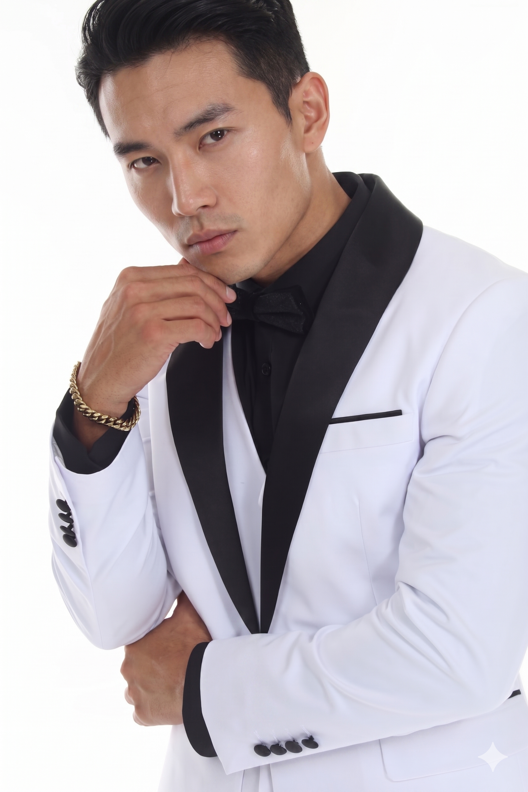 White 3-Piece Shawl Lapel Tuxedo Suit Slim Fit Jacket, Vest & Expandable Pants Stretch