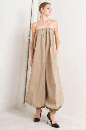 Flying Tomato 1935 Sand Strapless Jumpsuit