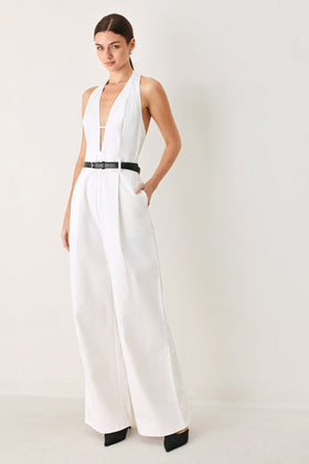 Flying Tomato 2310 White Halter Jumpsuit