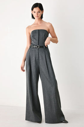 Flying Tomato 2530 Charcoal Strapless Jumpsuit