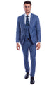 Traje ajustado de dos botones con chaleco de corte bajo para hombre en cuadros azules