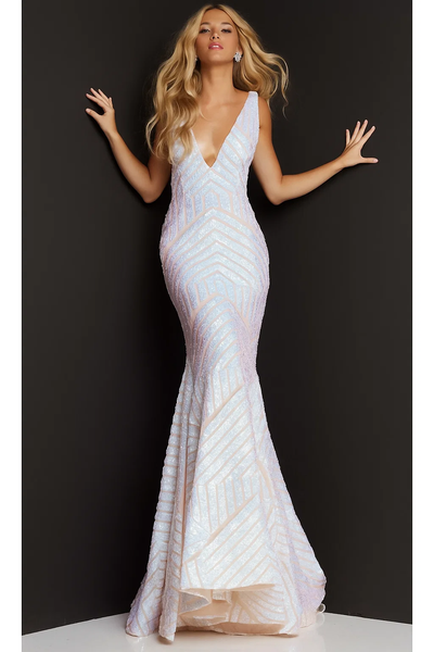 Jovani Prom Dress with Striped Sequin Pattern