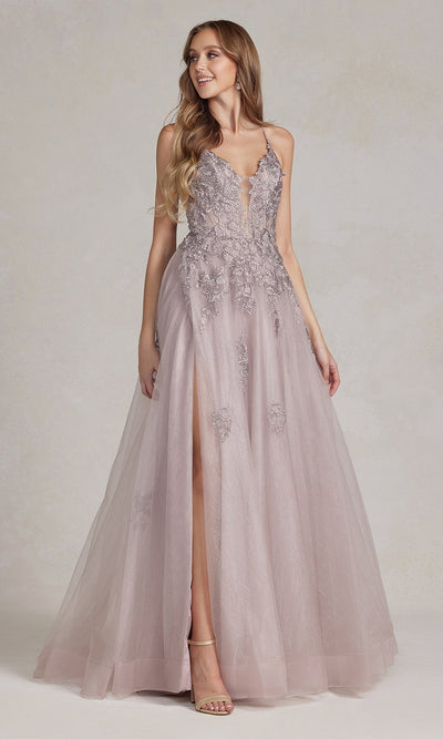 Nox Anabel G1149 Open-Back Long Prom Ball Gown with Beaded Details Dress