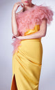 Gaby Charbachi G1301 Yellow One-Shoulder Ruffled Gown by MNM Couture