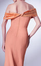 Gaby Charbachi Orange Off-Shoulder Ruffled Gown by MNM Couture
