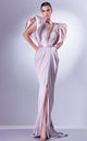 Gaby Charbachi G1324 Blush Angel Sleeve Slit Evening Gown by MNM Couture
