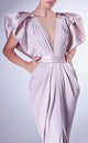 Gaby Charbachi G1324 Blush Angel Sleeve Slit Evening Gown by MNM Couture