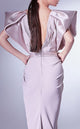 Gaby Charbachi G1324 Blush Angel Sleeve Slit Evening Gown by MNM Couture