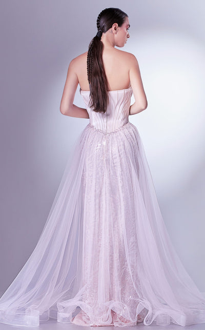 Gaby Charbachi G1327 Strapless Corset Sheath Gown with Overskirt - Pink