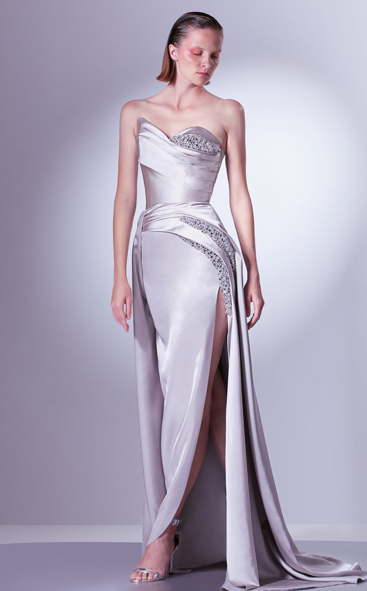 Gaby Charbachi G1336 Blush Sweetheart Sheath Gown by MNM Couture