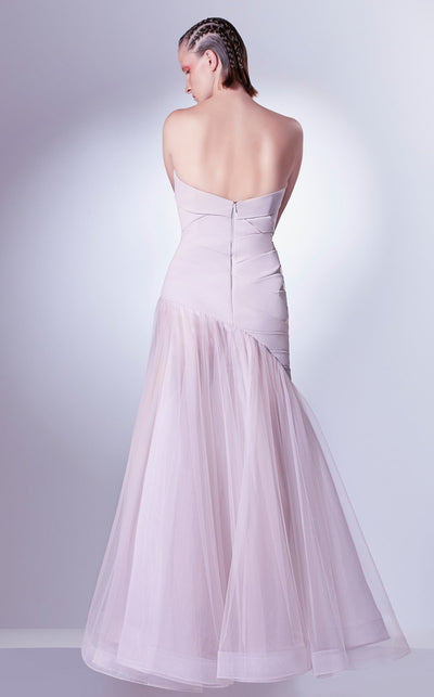 Gaby Charbachi G1343 Blush One-Shoulder Pleated Gown by MNM Couture