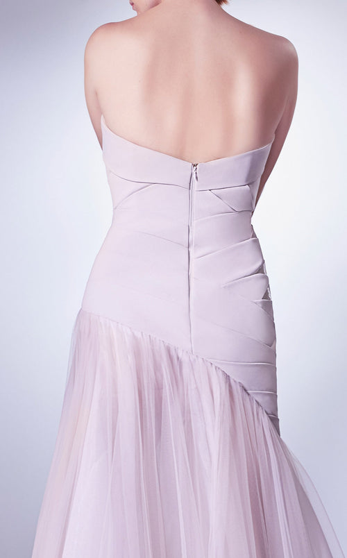 Gaby Charbachi G1343 Blush One-Shoulder Pleated Gown by MNM Couture