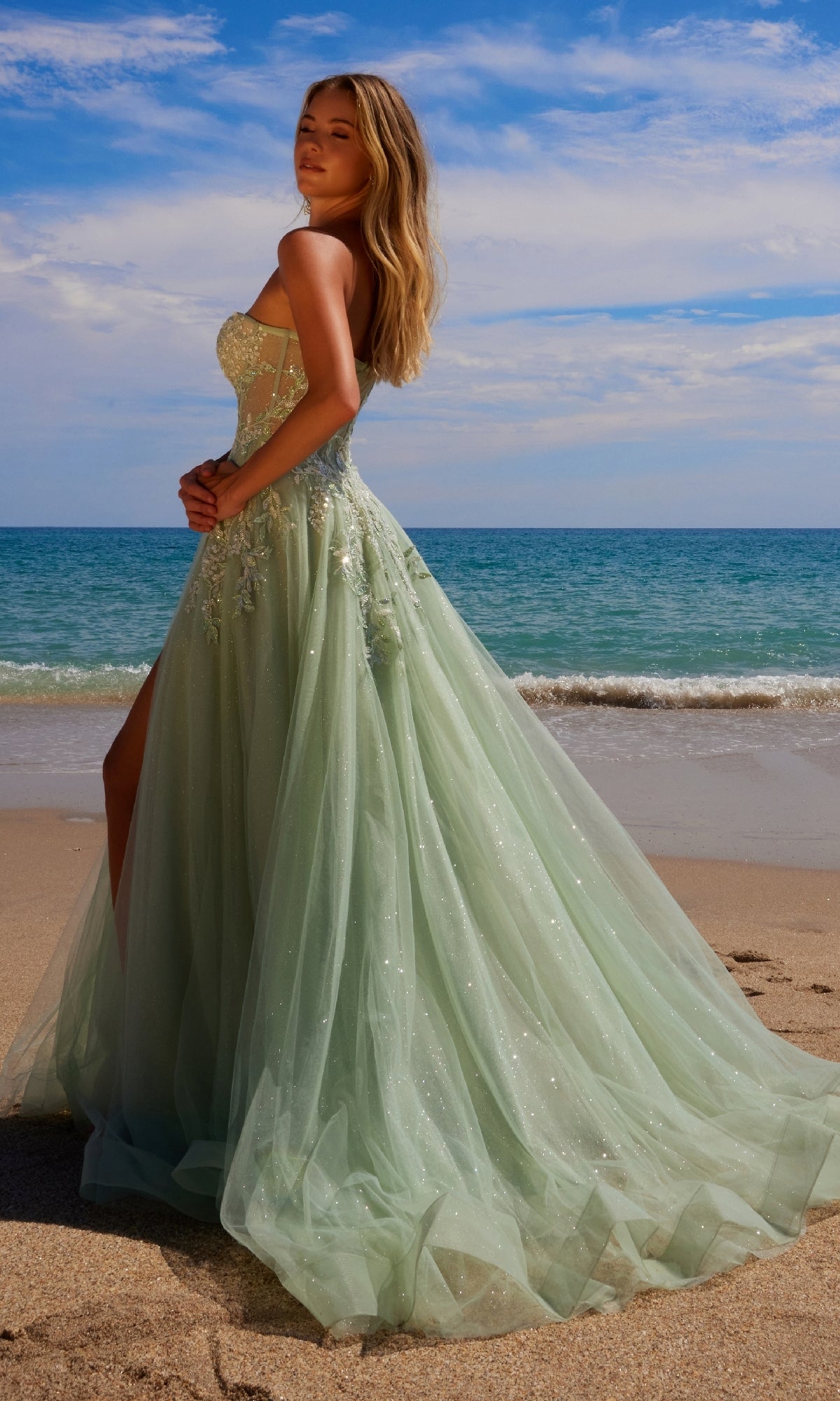 Vestido largo de fiesta sin tirantes – Nox Anabel G1371