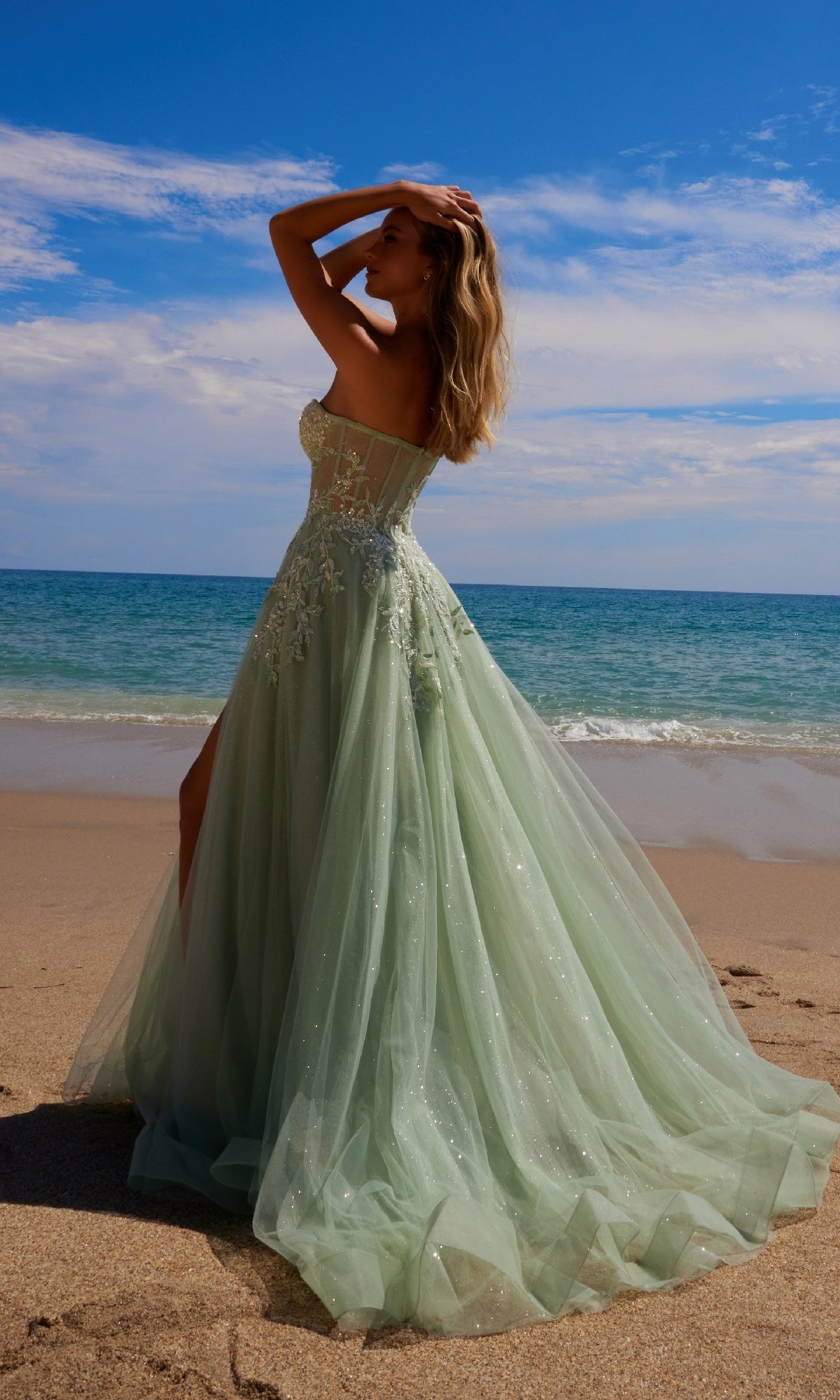 Vestido largo de fiesta sin tirantes – Nox Anabel G1371