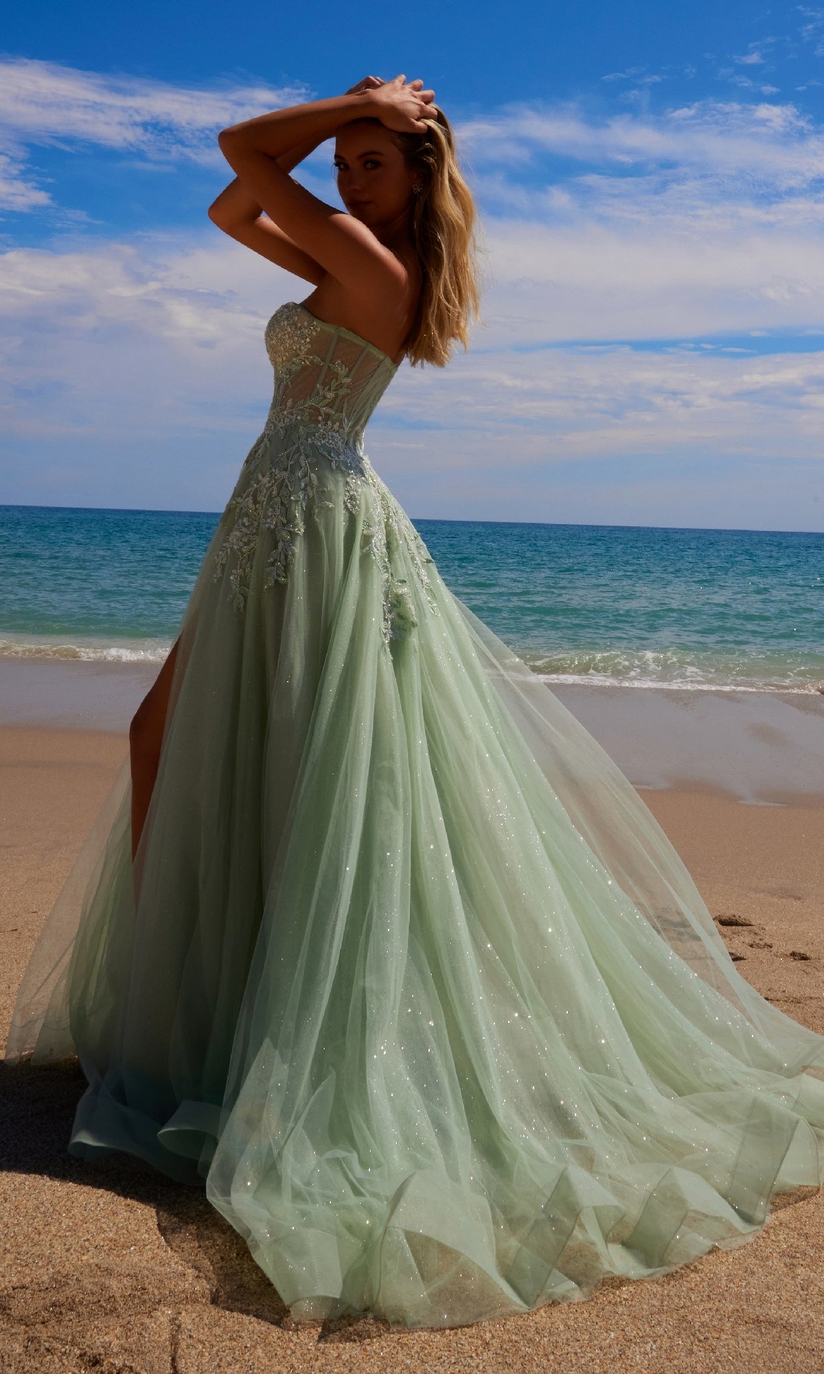 Vestido largo de fiesta sin tirantes – Nox Anabel G1371