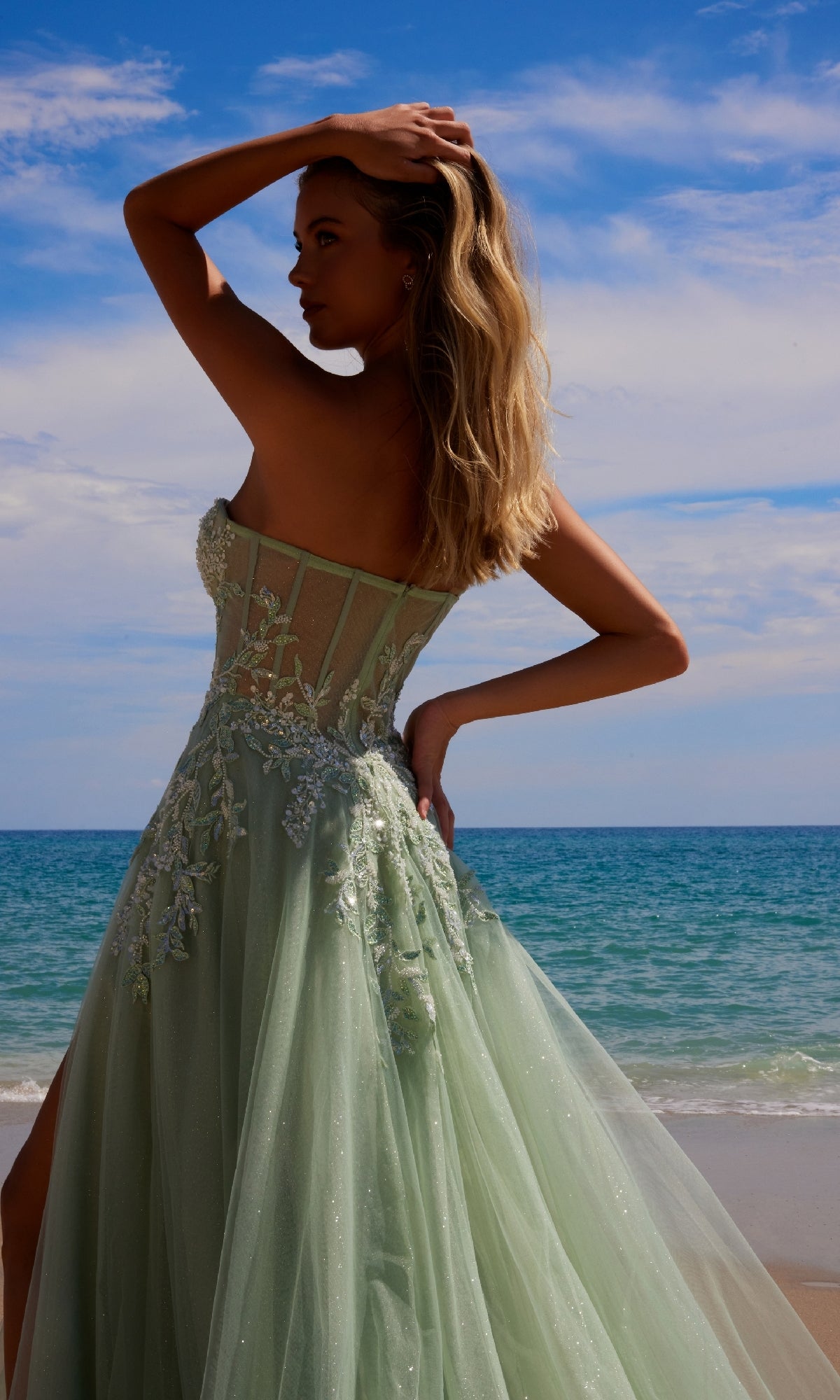 Vestido largo de fiesta sin tirantes – Nox Anabel G1371