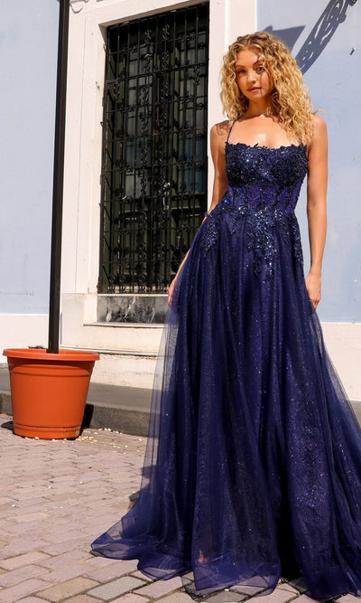 Nox Anabel G1405 Shimmering Bodice A-Line Prom Gown