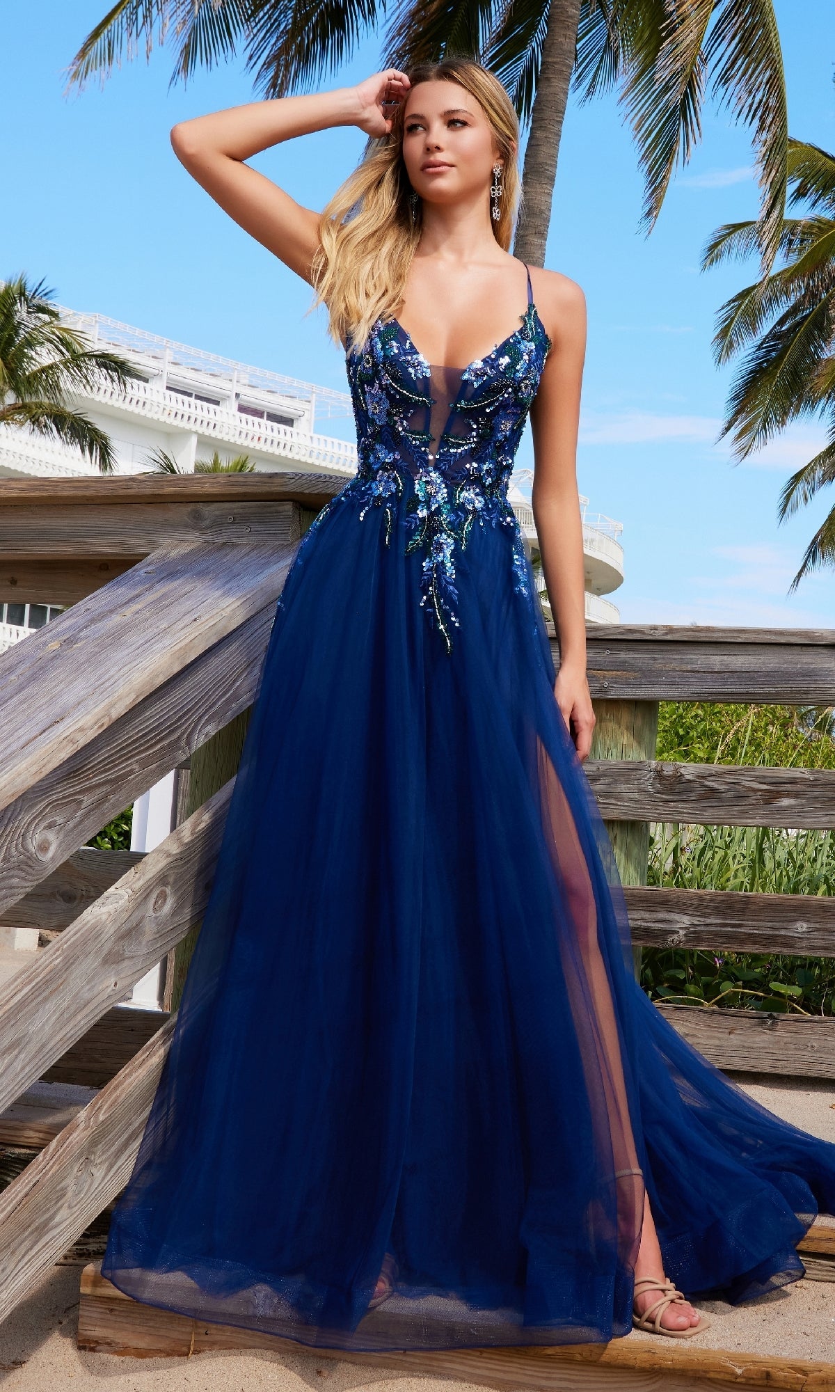 Nox Anabel G1649 Lace-Up Long A-Line Prom Dress