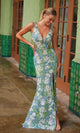 Vestido de fiesta largo con lentejuelas y estampado floral Nox Anabel G1651