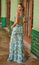 Vestido de fiesta largo con lentejuelas y estampado floral Nox Anabel G1651