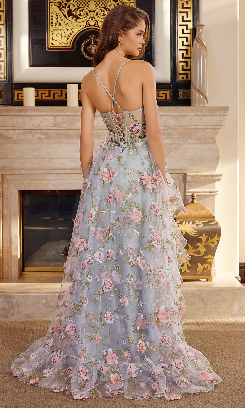 Nox Anabel G1783 Sweetheart Floral Applique Ball Gown Long Corset Evening Gown
