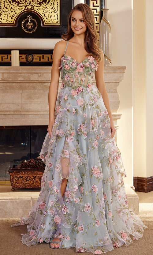 Nox Anabel G1783 Sweetheart Floral Applique Ball Gown Long Corset Evening Gown