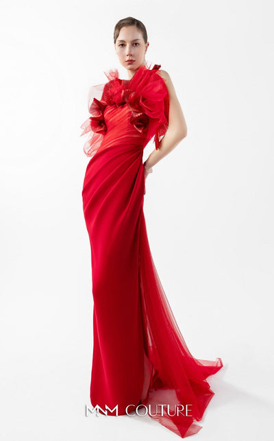 MNM Couture Gaby Charbachi G2001 Red Sleeveless Open Back Gown