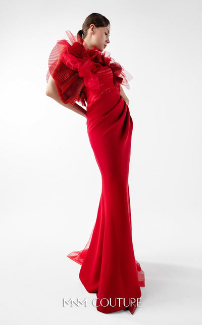 MNM Couture Gaby Charbachi G2001 Red Sleeveless Open Back Gown