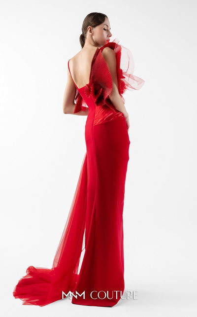 MNM Couture Gaby Charbachi G2001 Red Sleeveless Open Back Gown