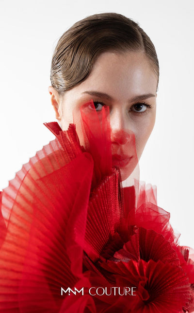 MNM Couture Gaby Charbachi G2001 Red Sleeveless Open Back Gown