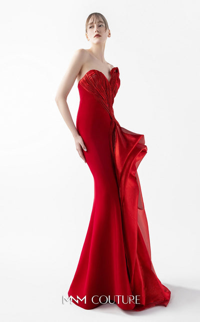 Gaby Charbachi G2006 Red Off-Shoulder Couture Evening Gown by MNM Couture
