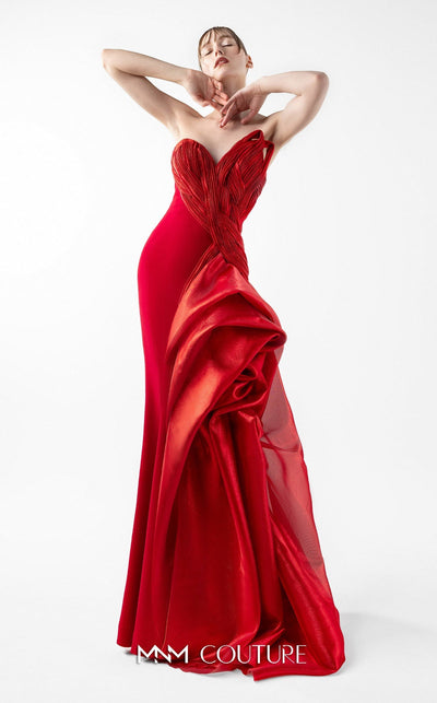 Gaby Charbachi G2006 Red Off-Shoulder Couture Evening Gown by MNM Couture