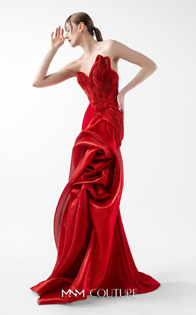 Gaby Charbachi G2006 Red Off-Shoulder Couture Evening Gown by MNM Couture