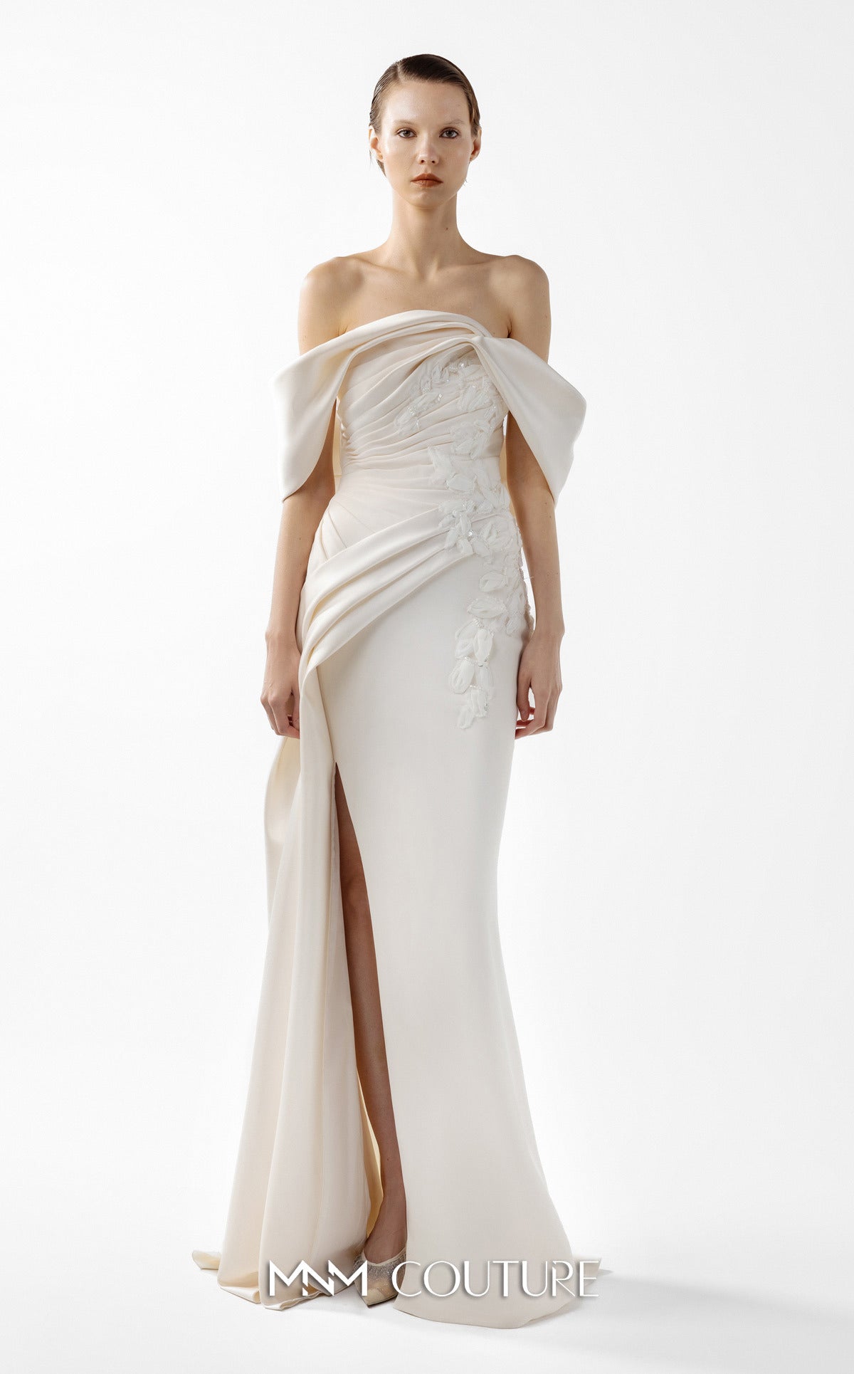 Gaby Charbachi G2007 Ice Blue Off-Shoulder Gown by MNM Couture